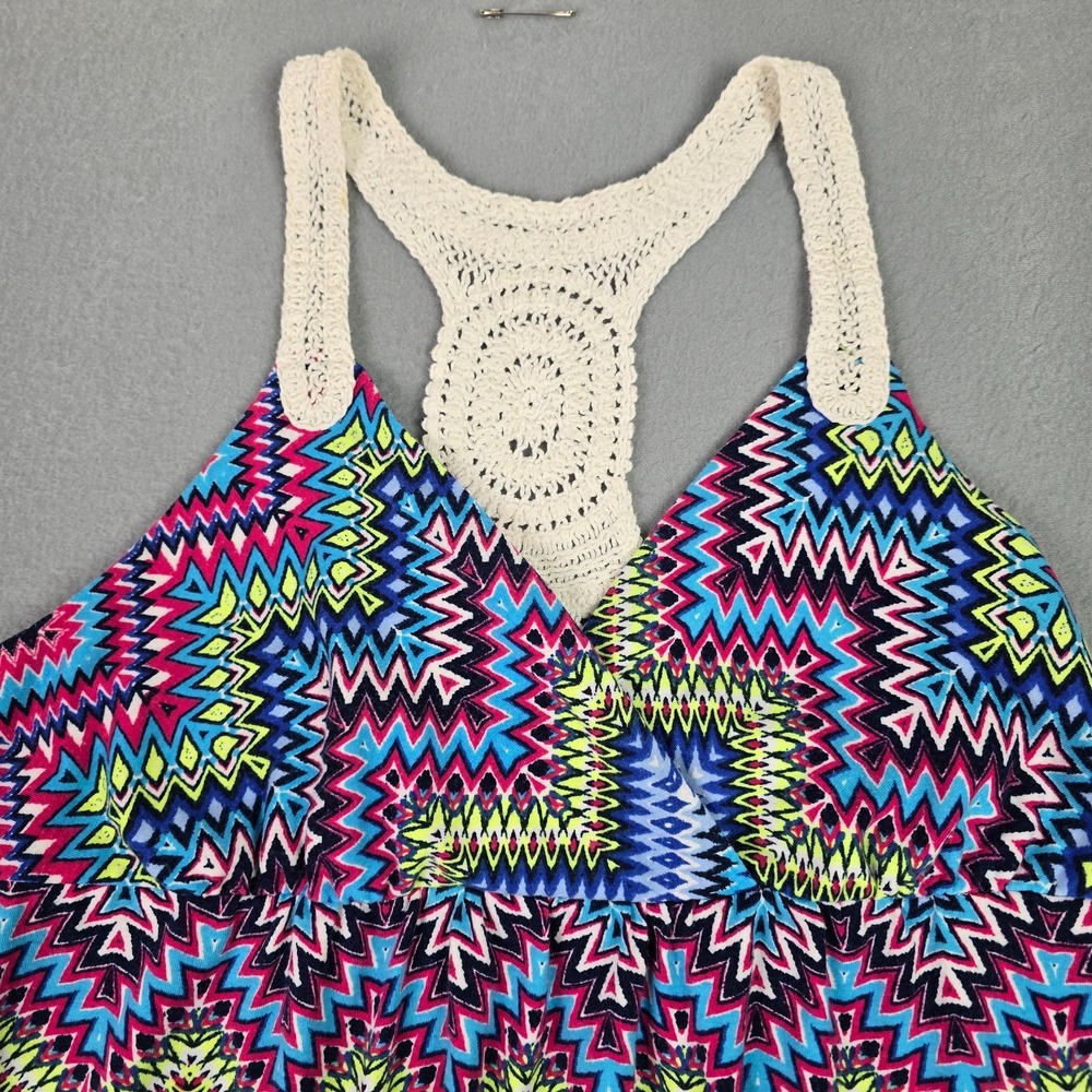 No Boundaries Girls Chevron Sundress Crochet Racerback Multicolor Size L 11-13 - Picture 2 of 9